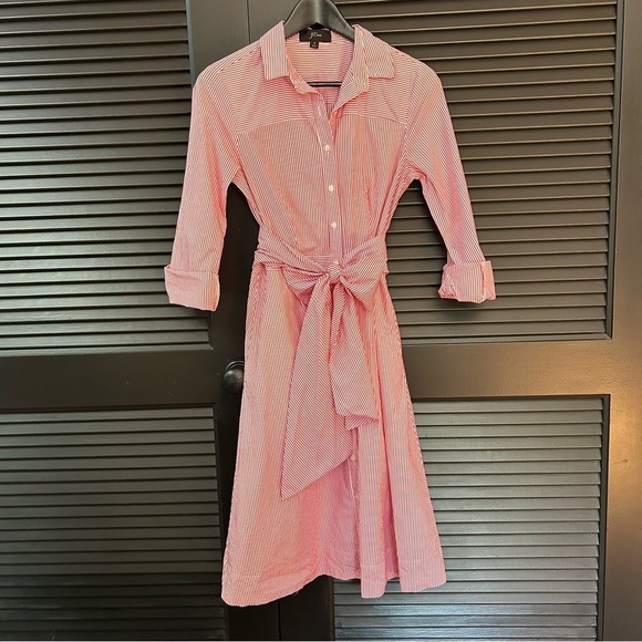 J. Crew Preppy Summer Red and White Striped Women’s Shirtdress, Size 4 - Picture 4 of 16
